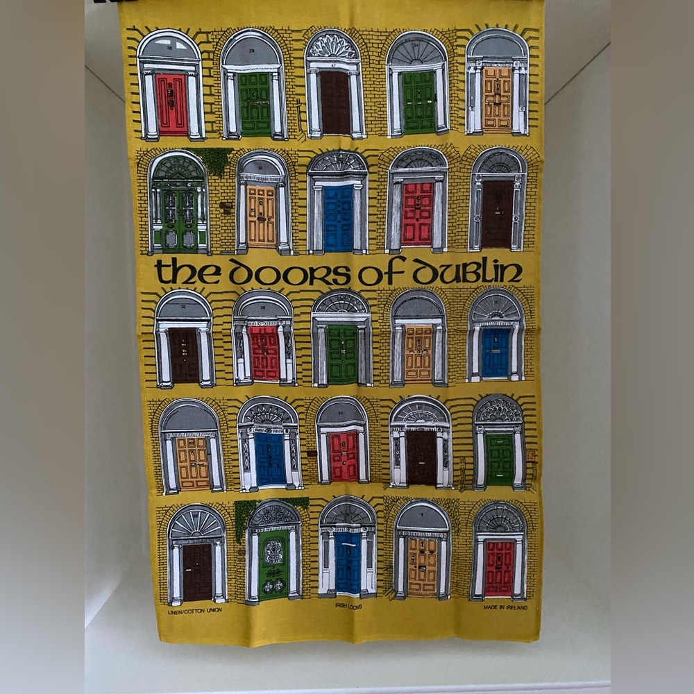 The Doors of Dublin tea towel